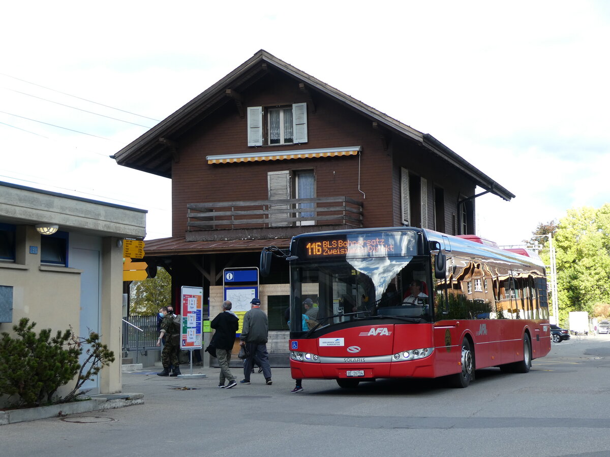 (229'562) - AFA Adelboden - Nr. 91/BE 26'704 - Solaris am 21. Oktober 2021 beim Bahnhof Wimmis