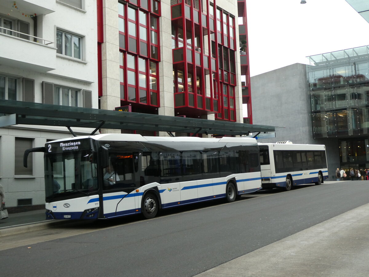 (229'610) - ZVB Zug - Nr. 177/ZG 88'177 - Solaris am 22. Oktober 2021 beim Bahnhof Zug