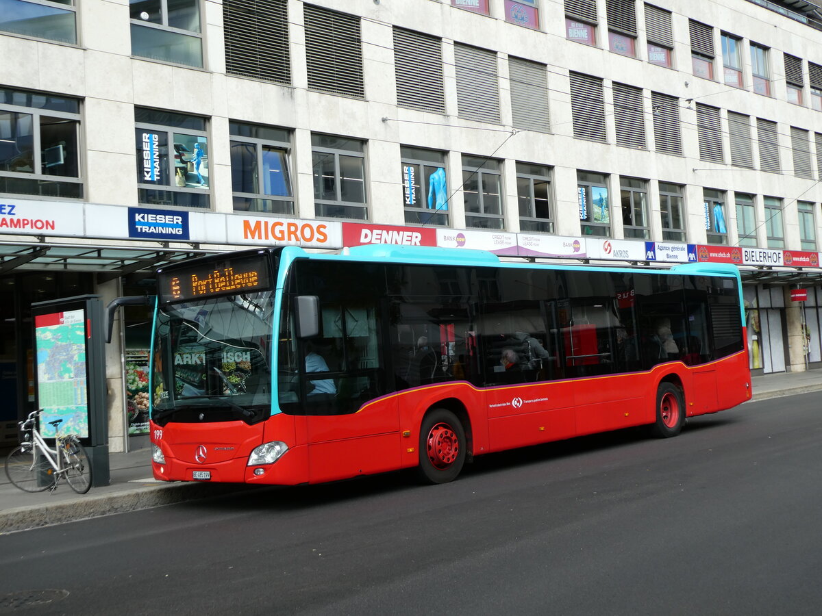 (230'140) - VB Biel - Nr. 199/BE 485'199 - Mercedes (ex Binggeli, Studen) am 8. November 2021 in Biel, Guisanplatz