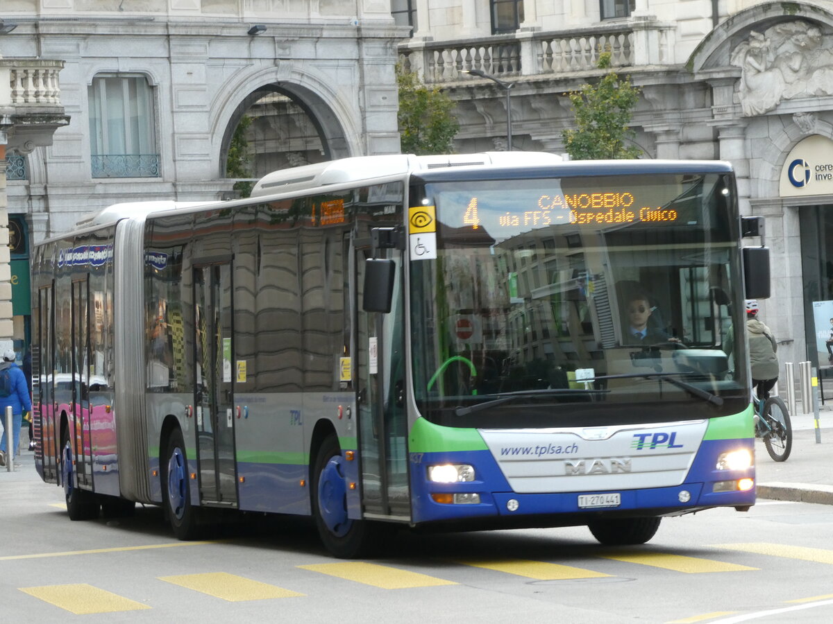 (230'359) - TPL Lugano - Nr. 437/TI 270'441 - MAN am 10. November 2021 in Lugano, Centro