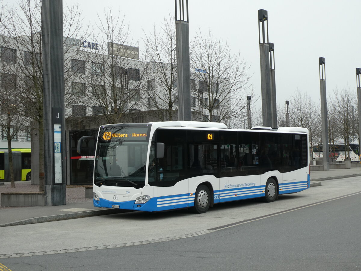 (230'564) - BSW Sargans - Nr. 330/SG 297'509 - Mercedes am 12. November 2021 beim Bahnhof Sargans