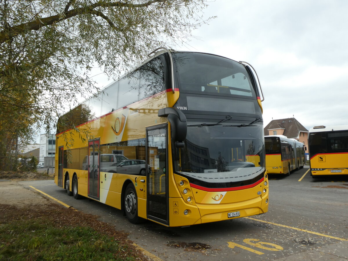 (230'655) - PostAuto Ostschweiz - NE 154'830 - Alexander Dennis (ex SG 445'309) am 13. November 2021 in Yverdon, Garage (Einsatz CarPostal)