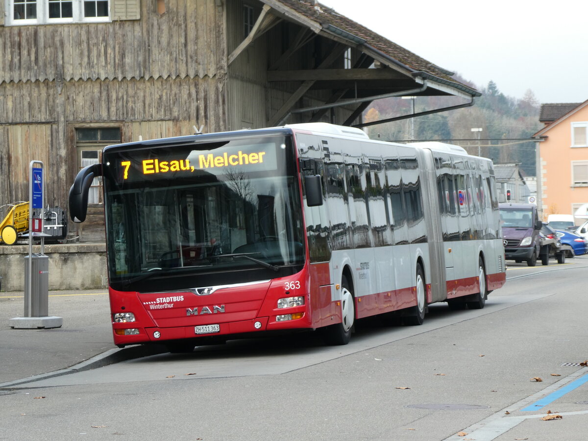 (230'839) - SW Winterthur - Nr. 363/ZH 511'363 - MAN am 21. November 2021 beim Bahnhof Winterthur Wlflingen