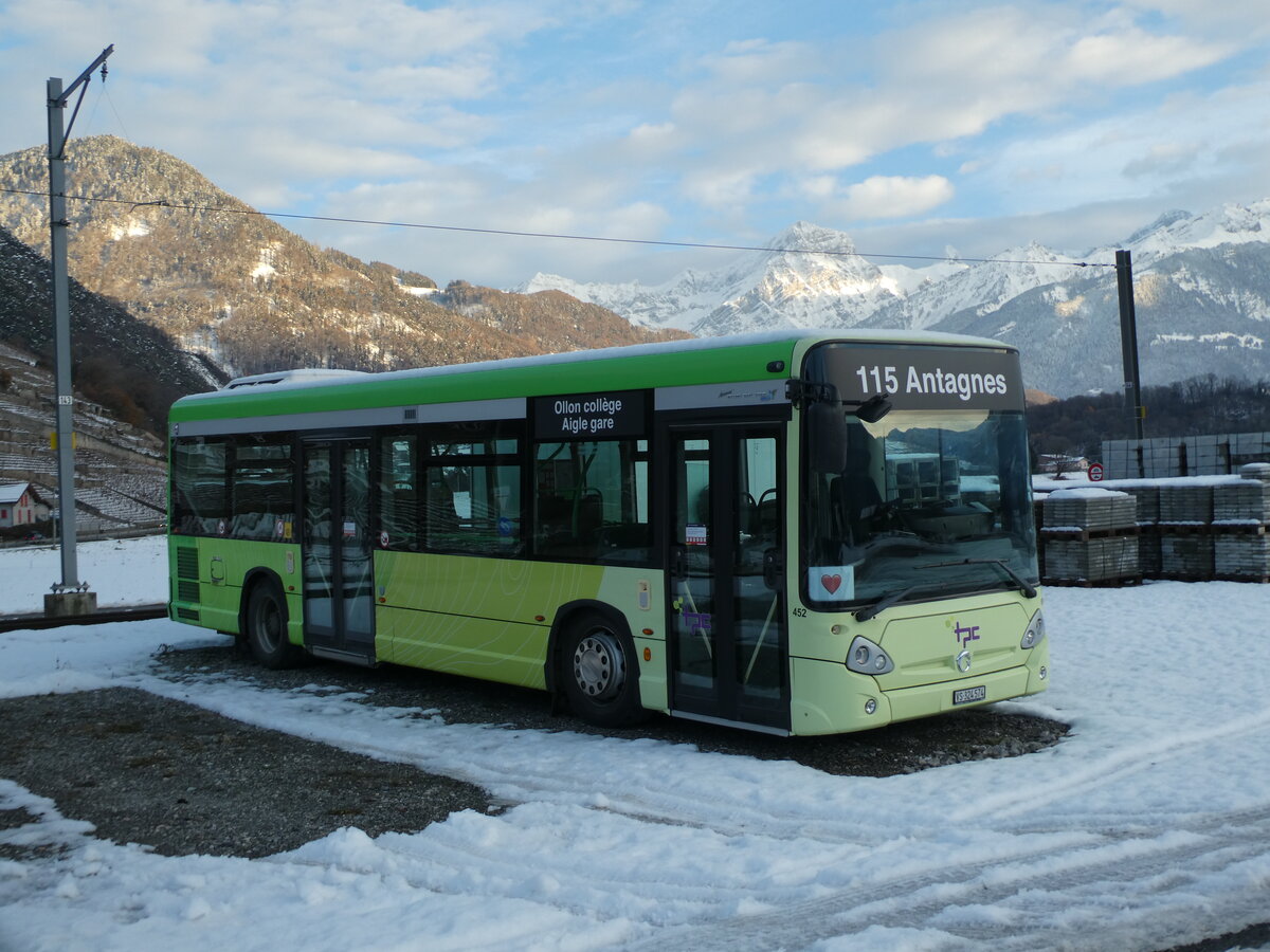 (231'186) - TPC Aigle - Nr. 452/VS 324'574 - Irisbus am 12. Dezember 2021 in Aigle, Dpt