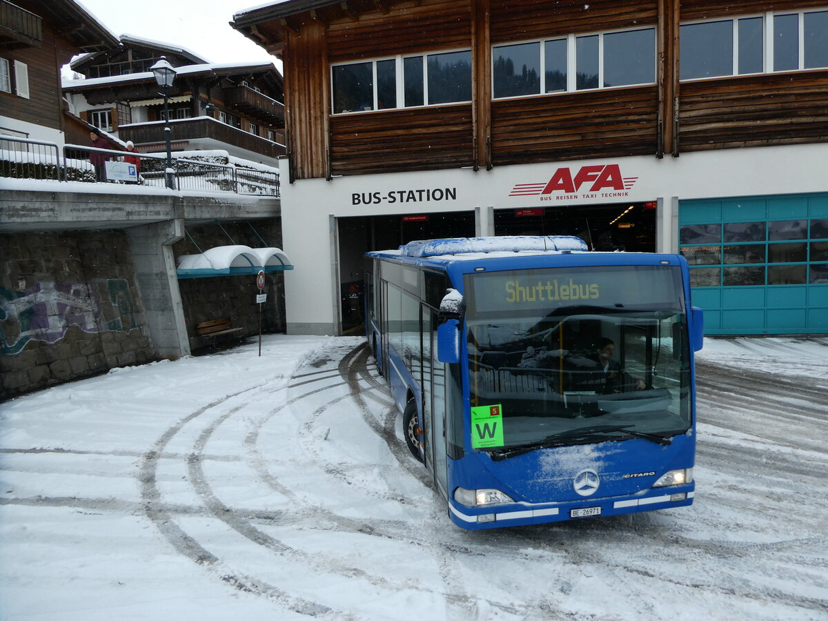 (231'942) - Tritten, Zweisimmen - BE 26'971 - Mercedes (ex BE 633'034; ex AFA Adelboden Nr. 94) am 9. Januar 2022 in Adelboden, Busstation