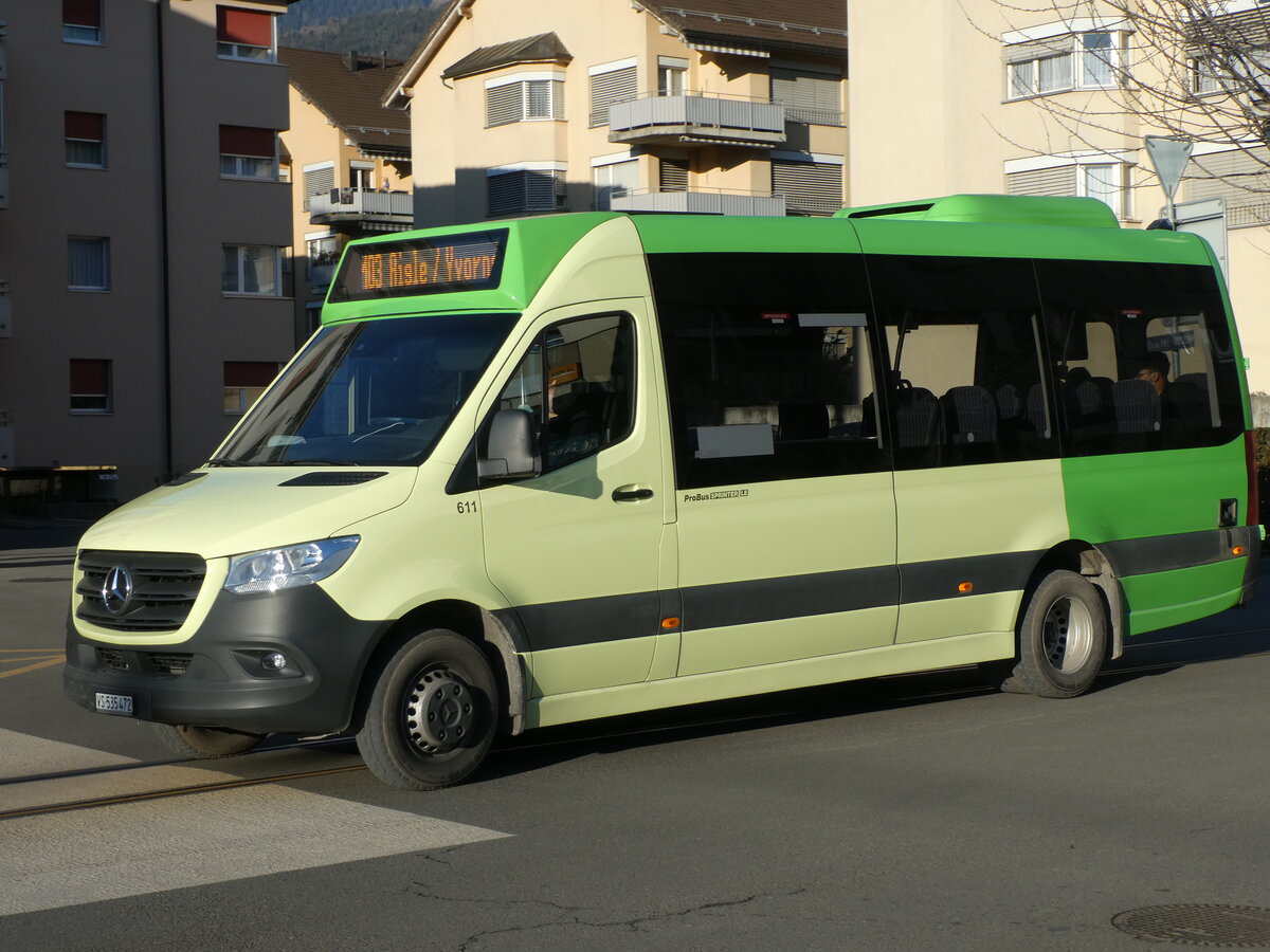 (232'296) - TPC Aigle - Nr. 611/VS 535'472 - Mercedes/ProBus am 22. Januar 2022 beim Bahnhof Aigle