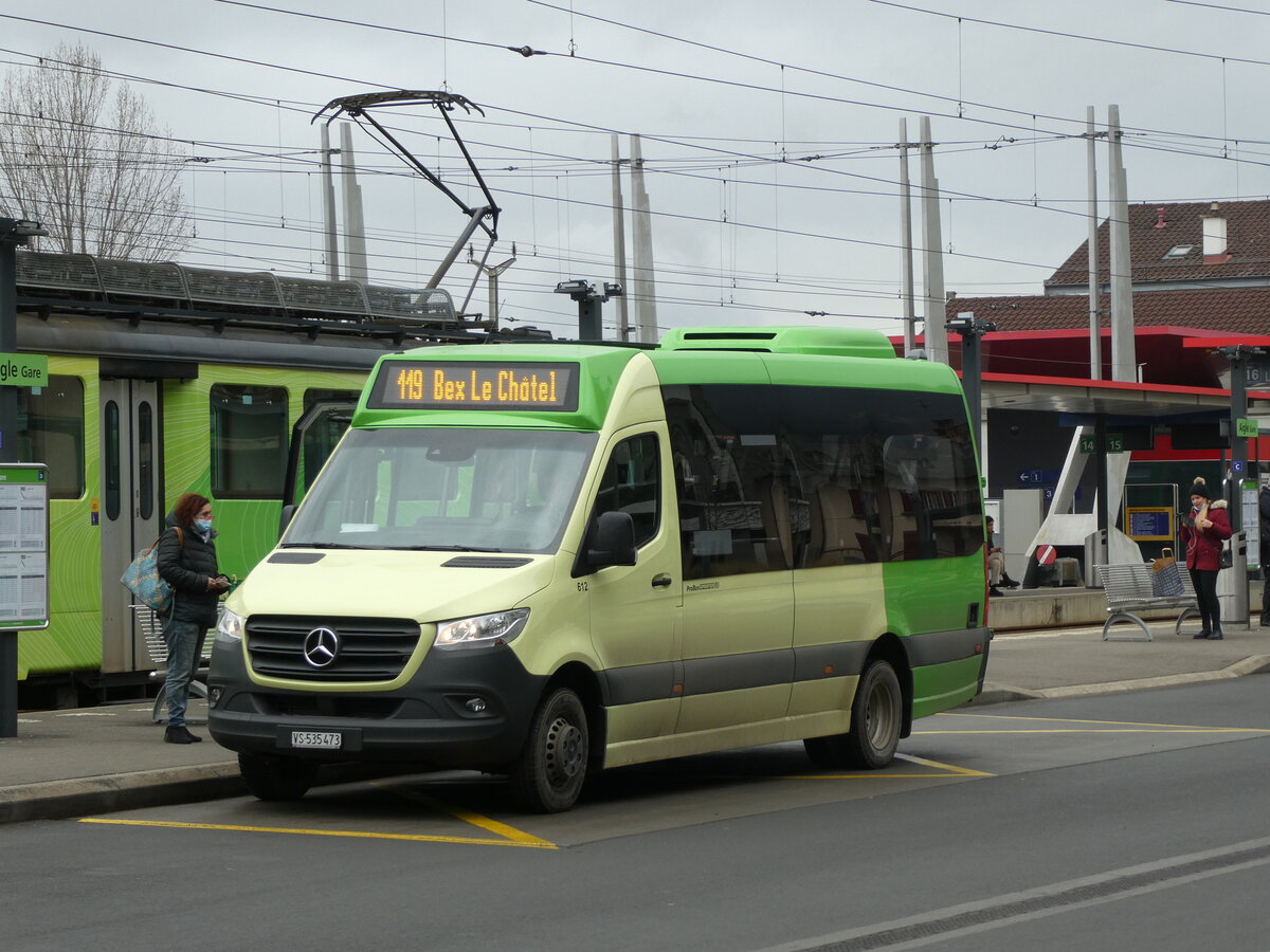 (232'584) - TPC Aigle - Nr. 612/VS 535'473 - Mercedes/ProBus) am 31. Januar 2022 beim Bahnhof Aigle