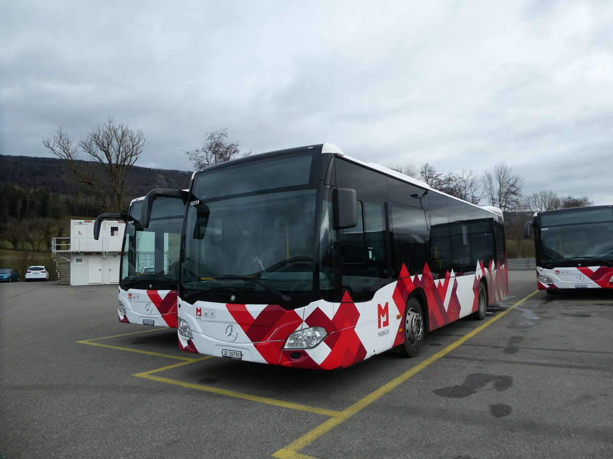 (232'642) - CarPostal Ouest - JU 26'790 - Mercedes (ex Nr. 5) am 6. Februar 2022 in Develier, Parkplatz