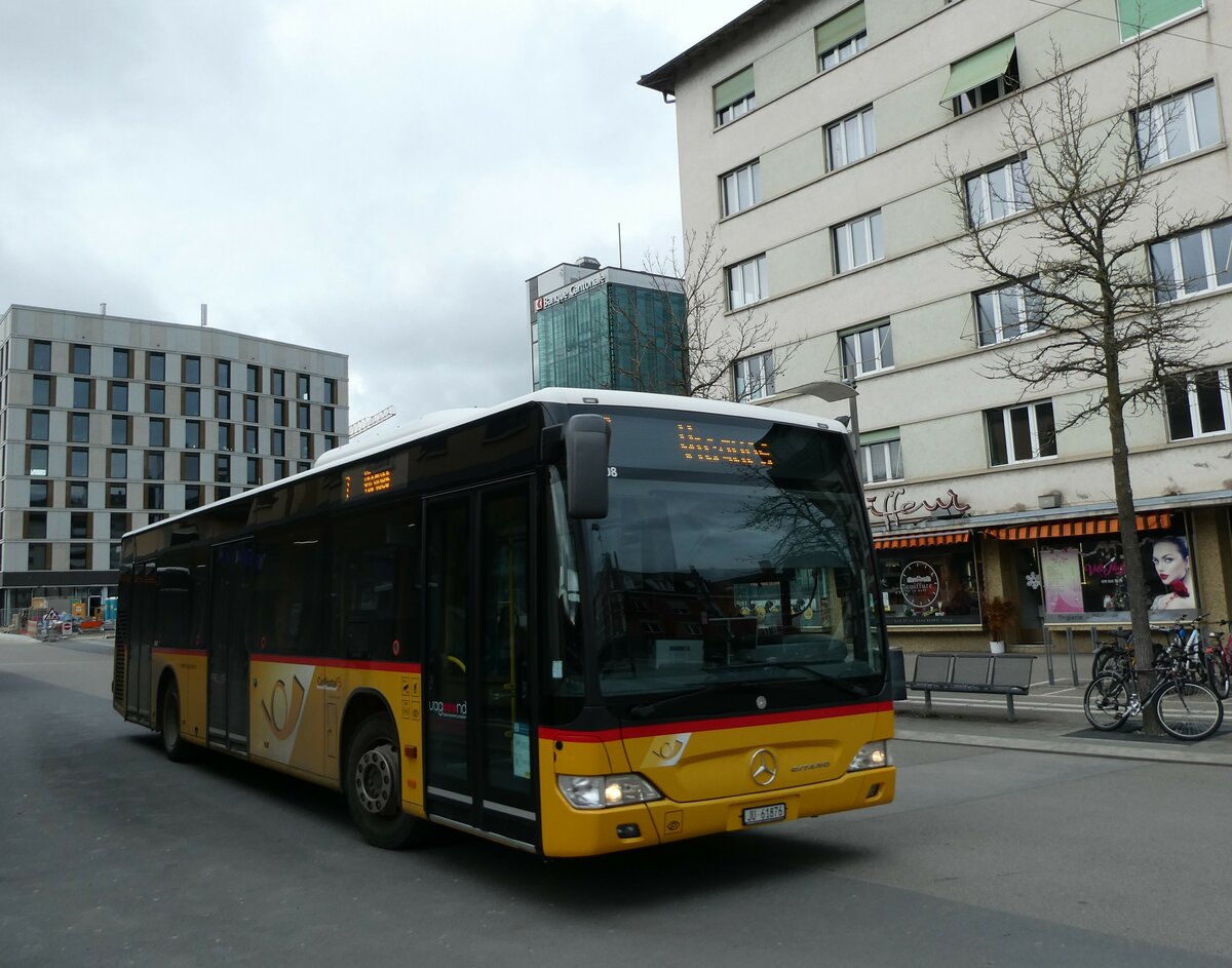 (232'665) - CarPostal Ouest - JU 61'876 - Mercedes (ex Nr. 16) am 6. Februar 2022 beim Bahnhof Delmont