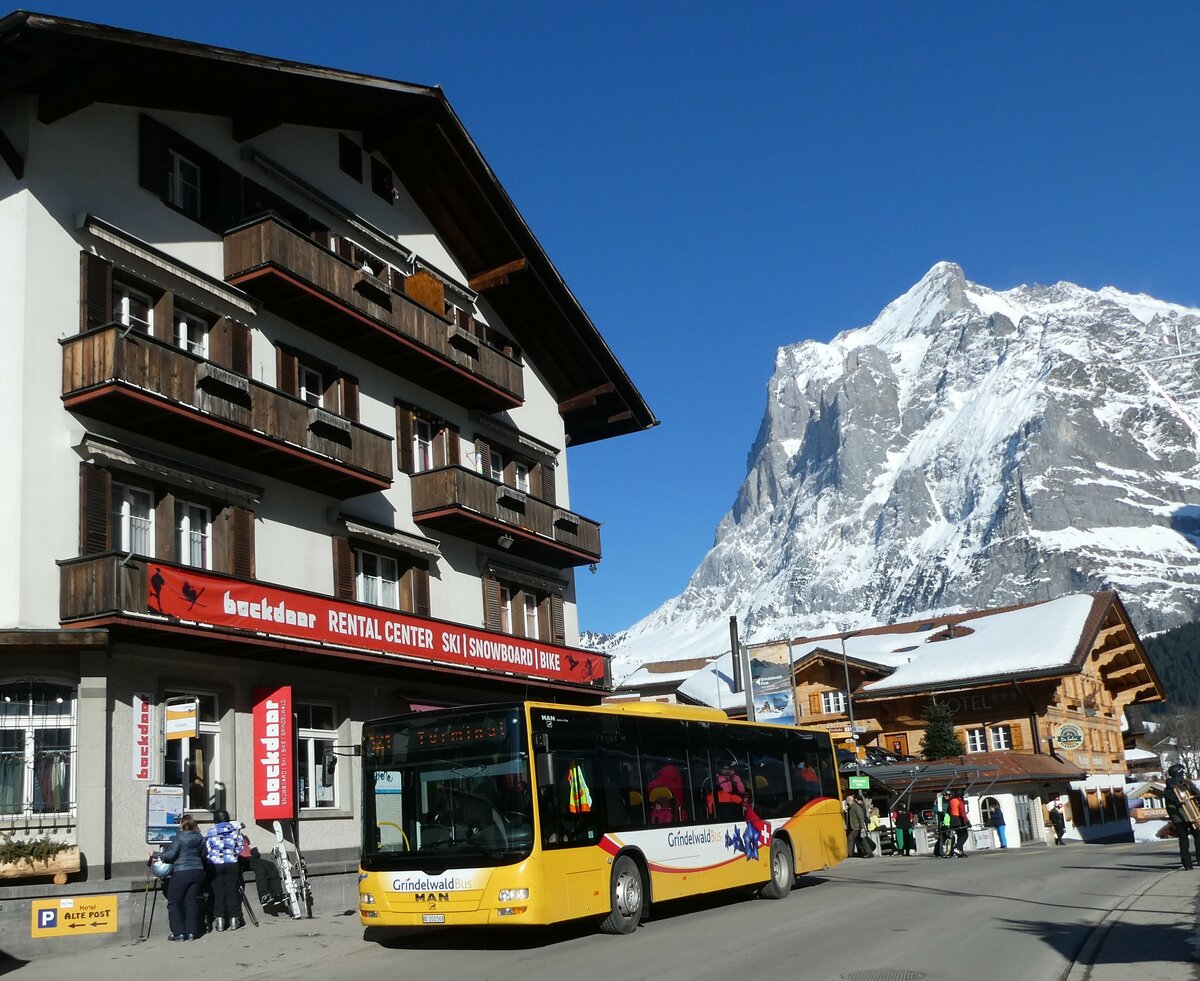 (233'287) - Grindelwaldbus, Grindelwald - Nr. 14/BE 202'568 - MAN/Gppel am 27. Februar 2022 in Grindelwald, Firstbahn