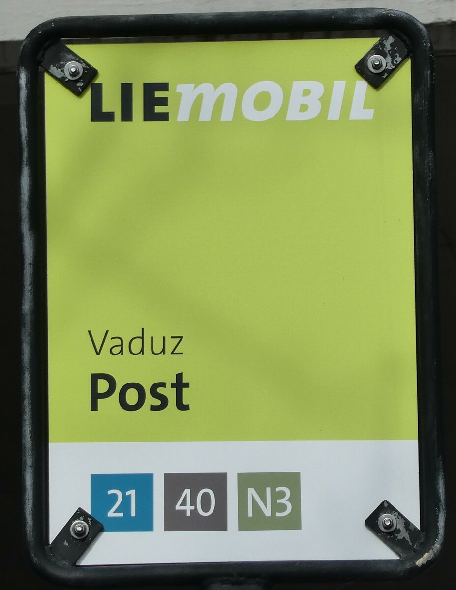 (233'547) - LIEmOBIL-Haltestellenschild - Vaduz, Post - am 8. Mrz 2022