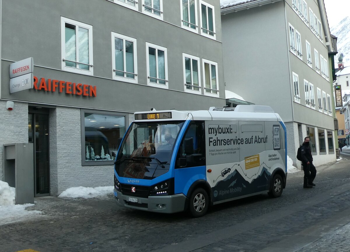 (233'819) - Thur-Taxi, Weinfelden - TG 154'318 - Karsan am 11. Mrz 2022 in Andermatt, Poststrasse (Einsatz Andermatt-Urserntal Tourismus)