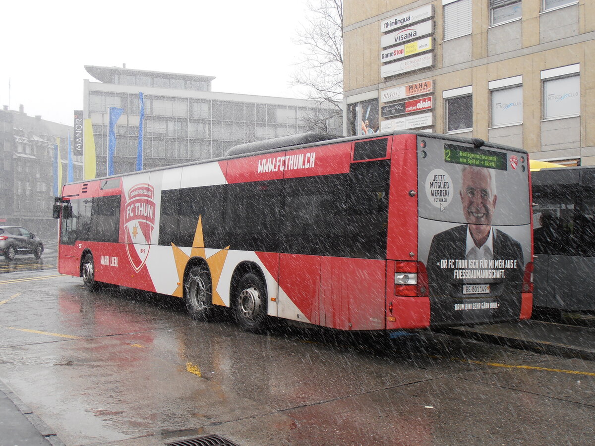 (234'158) - STI Thun - Nr. 149/BE 801'149 - MAN am 1. April 2022 beim Bahnhof Thun