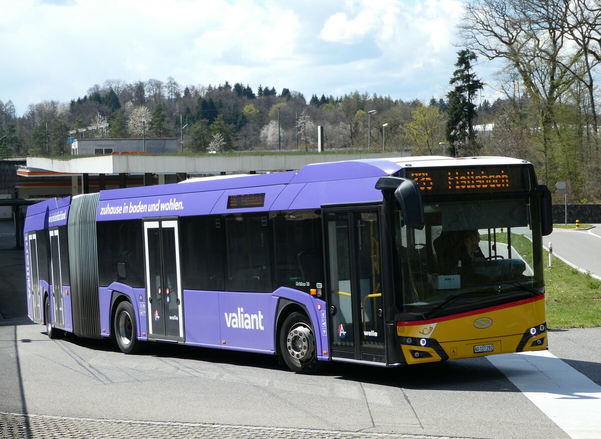 (234'355) - Twerenbold, Baden - Nr. 21/AG 127'292 - Solaris am 10. April 2022 beim Bahnhof Mellingen-Heitersberg