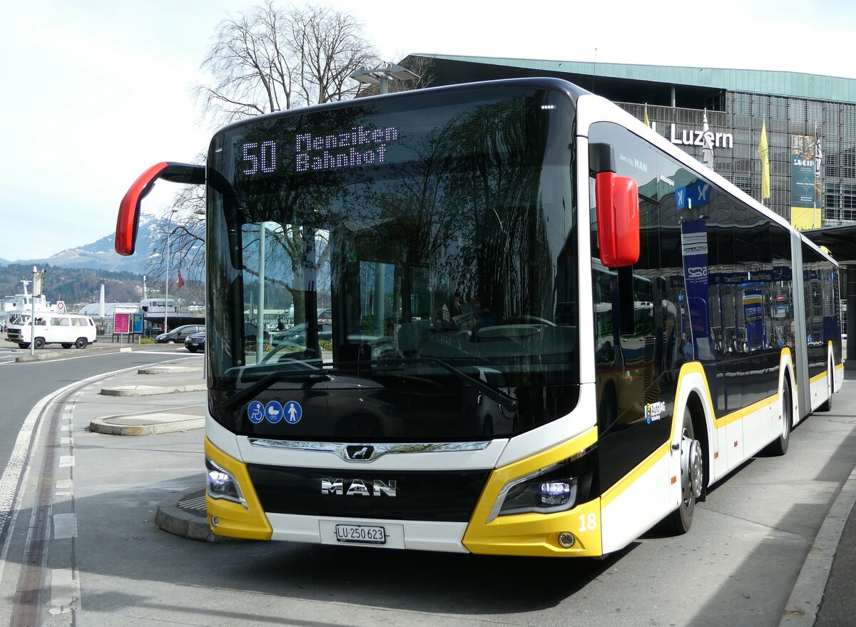 (234'458) - AAGR Rothenburg - Nr. 18/LU 250'623 - MAN am 11. April 2022 beim Bahnhof Luzern