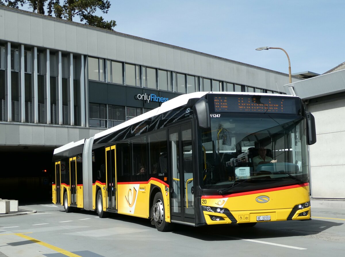 (234'505) - Steiner, Ortschwaben - Nr. 20/BE 32'333 - Solaris am 12. April 2022 in Bern, Postautostation