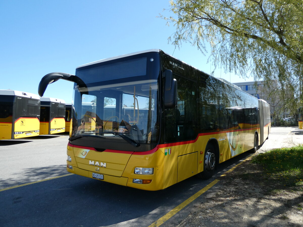 (234'745) - CarPostal Ouest - VD 495'031 - MAN am 18. April 2022 in Yverdon, Garage