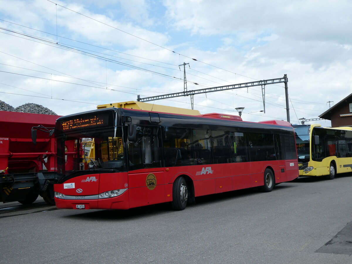 (234'855) - AFA Adelboden - Nr. 30/BE 26'703 - Solaris am 26. April 2022 beim Bahnhof Wimmis