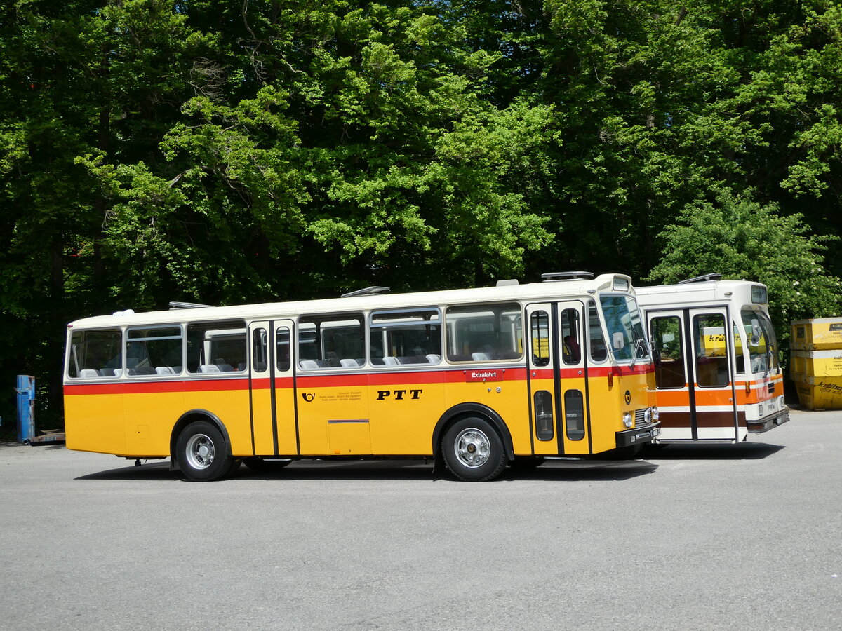 (235'632) - Gast, Reutigen - BE 113'160 - Saurer/Tscher (ex HPTrans, Thusis; ex Mauerhofer, Worb; ex Erni, Schupfart Nr. 3; ex P 24'636) am 15. Mai 2022 in Burgdorf, kihof Ziegelgut