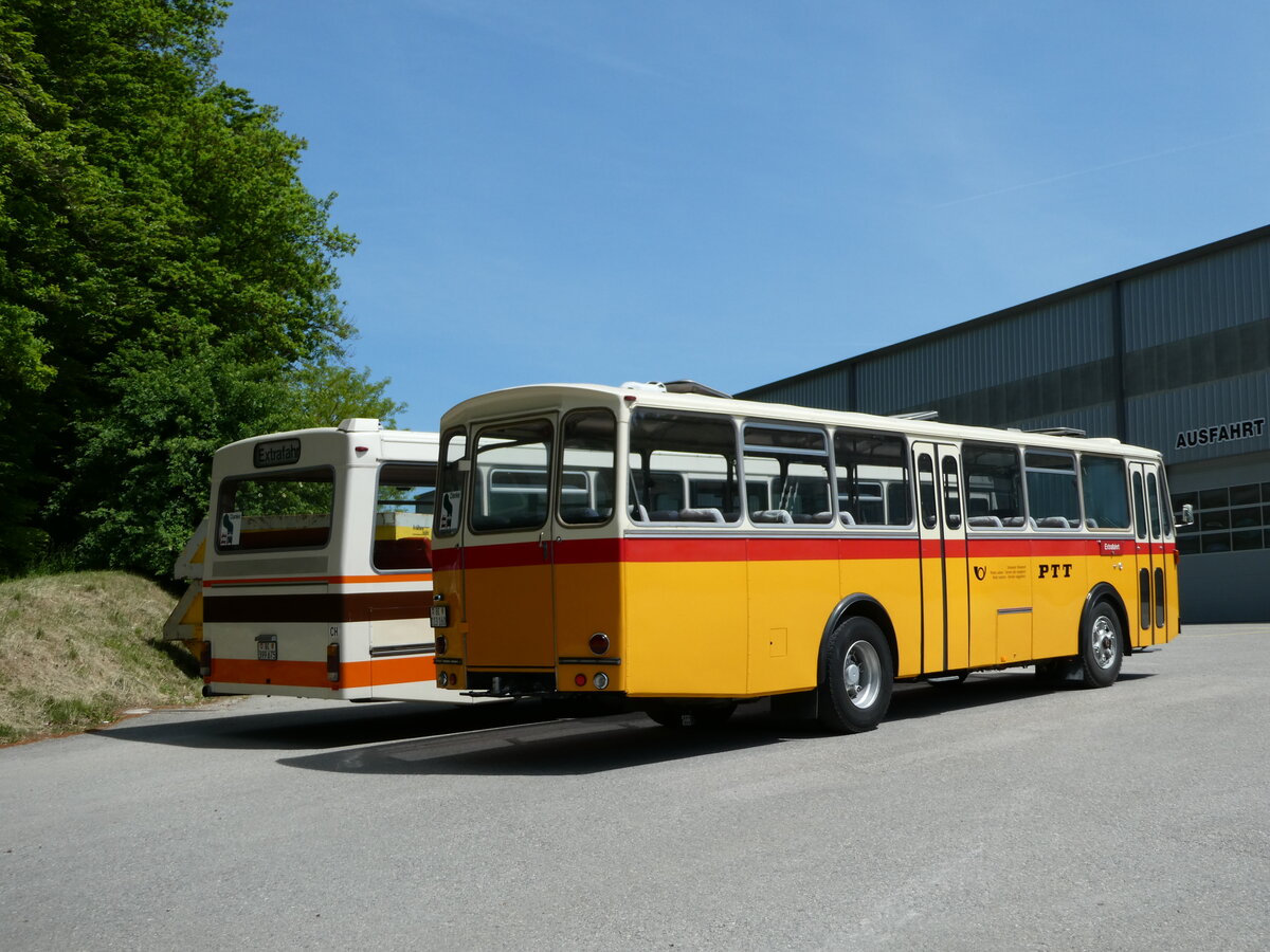 (235'639) - Gast, Reutigen - BE 113'160 - Saurer/Tscher (ex HPTrans, Thusis; ex Mauerhofer, Worb; ex Erni, Schupfart Nr. 3; ex P 24'636) am 15. Mai 2022 in Burgdorf, kihof Ziegelgut