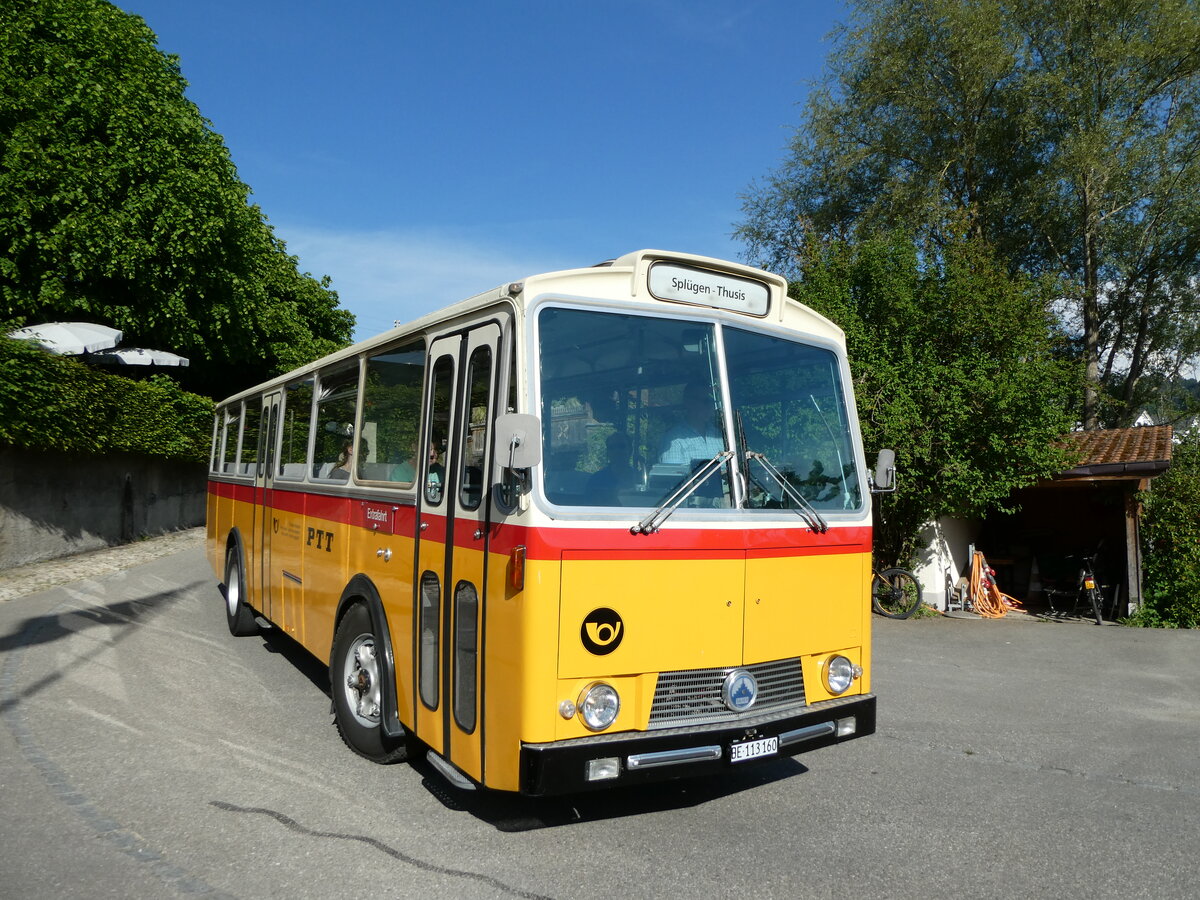 (235'722) - Gast, Reutigen - BE 113'160 - Saurer/Tscher (ex HPTrans, Thusis; ex Mauerhofer, Worb; ex Erni, Schupfart Nr. 3; ex P 24'636) am 15. Mai 2022 in Heimiswil, Lwen