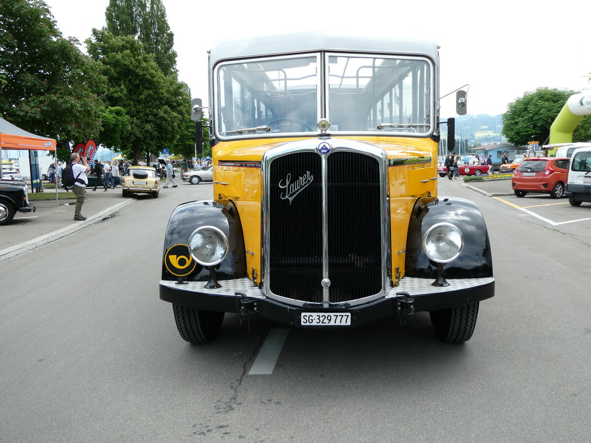 (236'078) - Baumgartner, Horn - Nr. 5/SG 329'777 - Saurer/Tscher (ex Stutz, Oberlunkhofen; ex Sutz, Oberlunkhofen Nr. 1; ex Dubs, Stallikon Nr. 1) am 21. Mai 2022 in Arbon, Arbon Classics