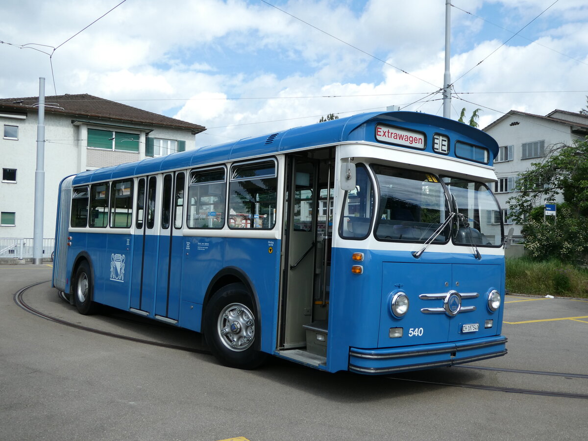 (236'388) - VBZ Zrich (TMZ) - Nr. 540/ZH 187'540 - Saurer/Saurer (ex Nr. 7540; ex Nr. 540) am 28. Mai 2022 in Zrich, Wartau (Teilaufnahme)