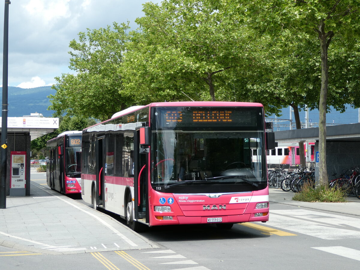 (236'922) - TRAVYS, Yverdon - Nr. 113/VD 559'012 - MAN am 6. Juni 2022 beim Bahnhof Yverdon