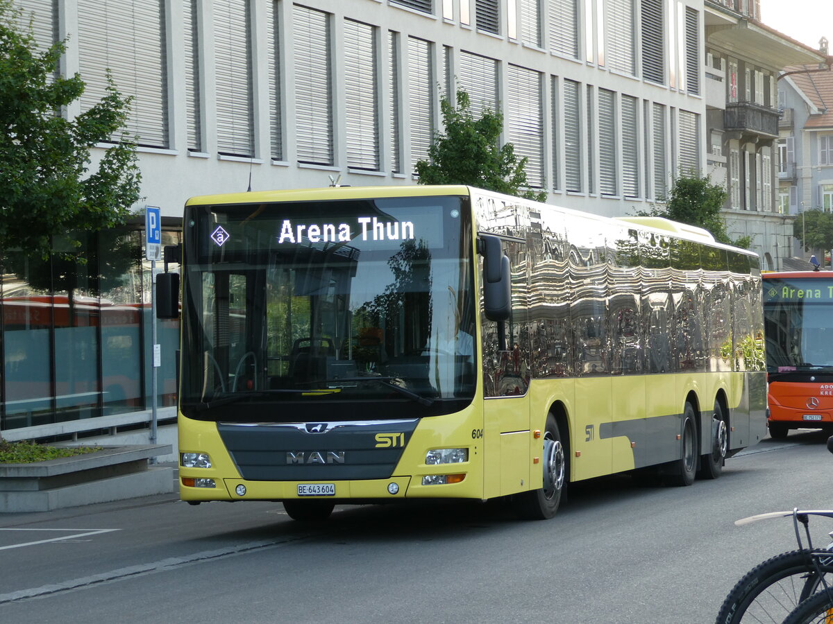 (237'261) - STI Thun - Nr. 604/BE 643'604 - MAN am 18. Juni 2022 beim Bahnhof Thun