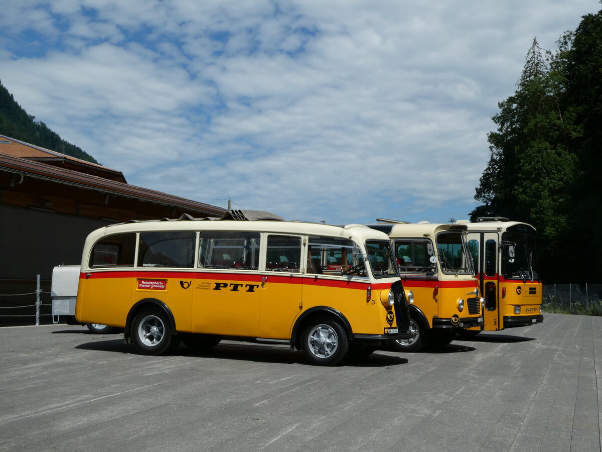 (237'598) - Schmid, Thrishaus - Nr. 3/BE 26'760 - Saurer/Gangloff (ex Geiger, Adelboden Nr. 3) am 26. Juni 2022 in Mlenen, Kanderarena