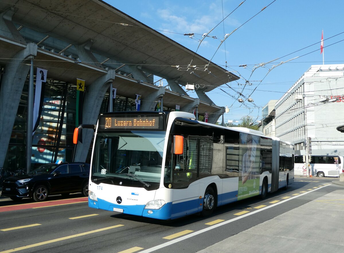 (237'927) - VBL Luzern - Nr. 174/LU 249'490 - Mercedes am 10. Juli 2022 beim Bahnhof Luzern