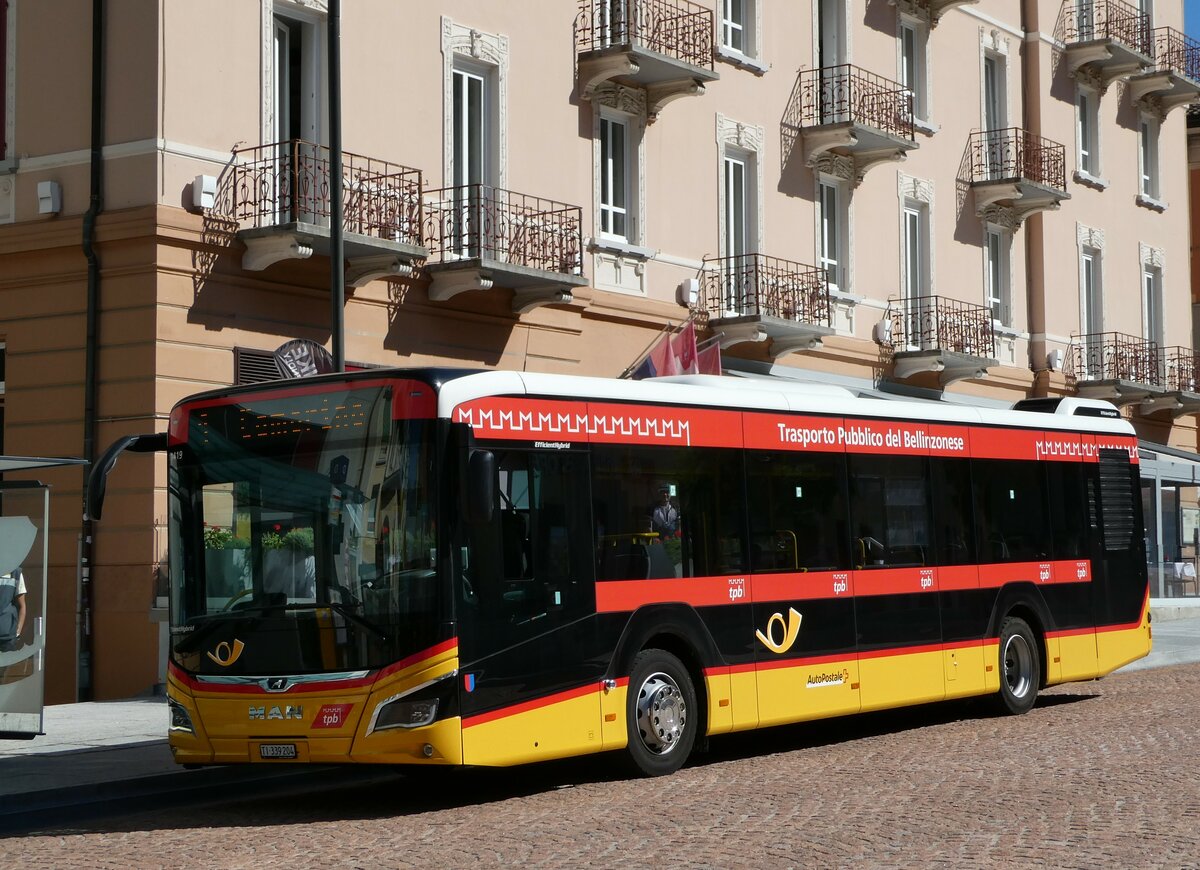 (237'945) - AutoPostale Ticino - TI 339'204 - MAN am 10. Juli 2022 beim Bahnhof Bellinzona