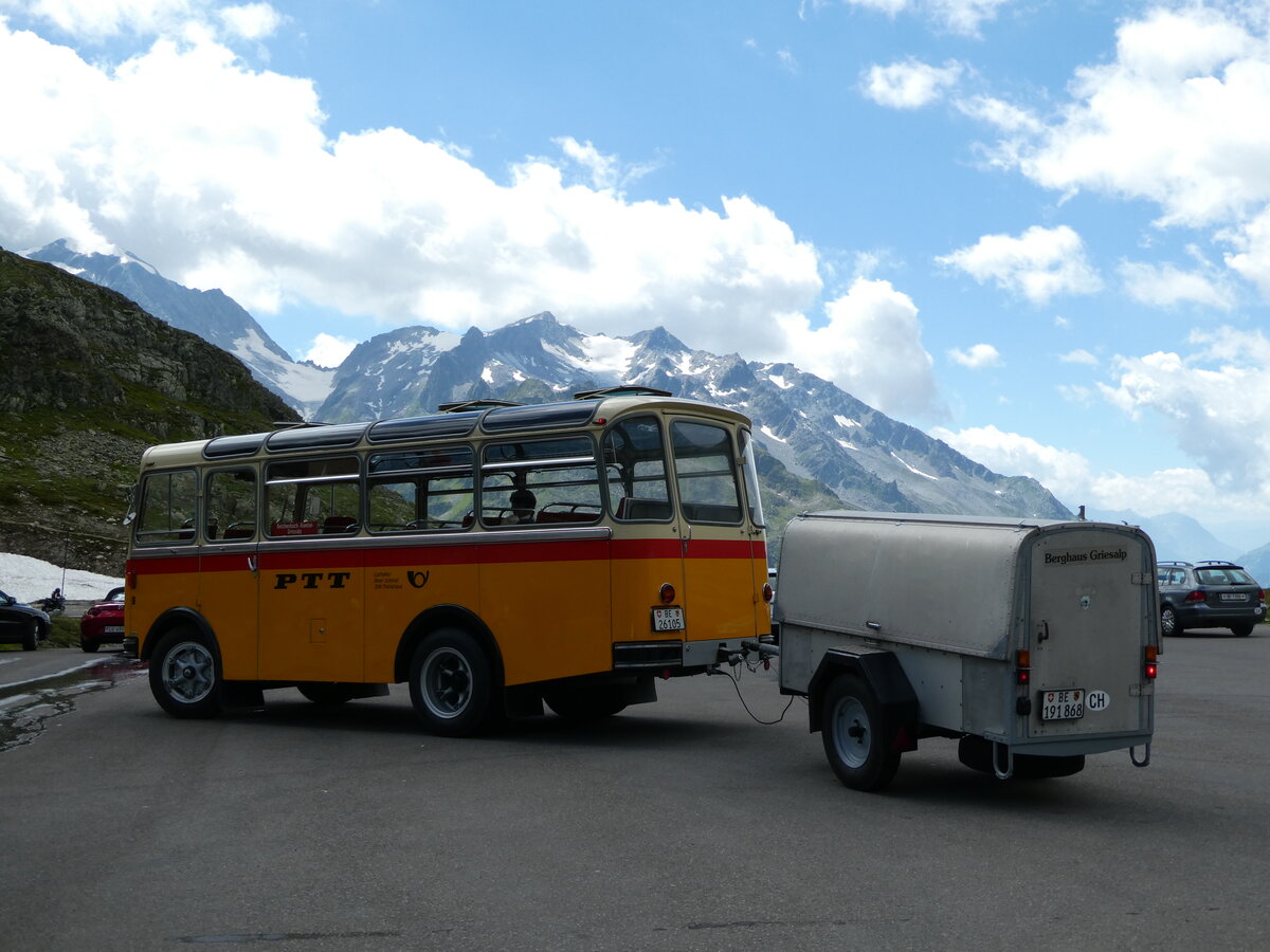 (237'986) - Schmid, Thrishaus - Nr. 9/BE 26'105 - Saurer/R&J (ex Geiger, Adelboden Nr. 9) am 10. Juli 2022 in Susten, Passhhe