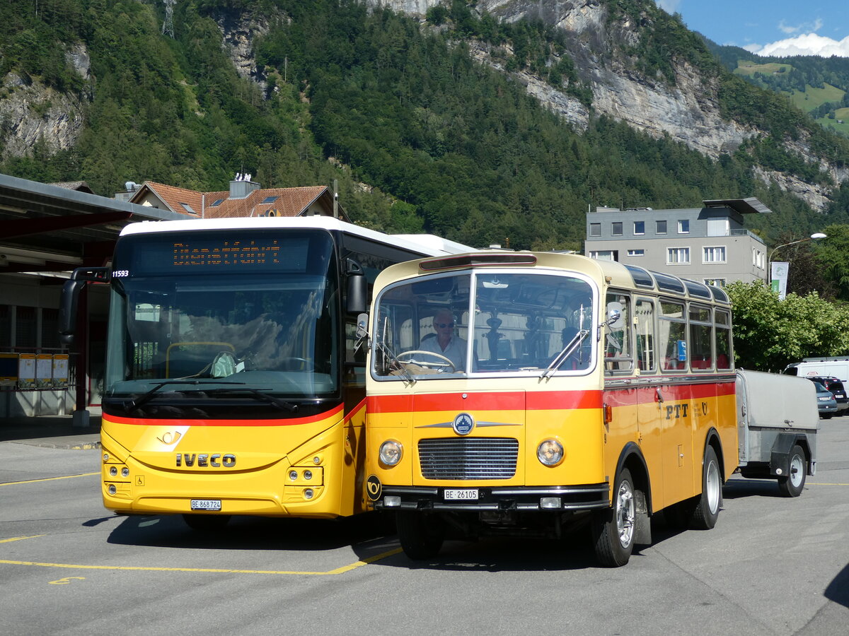 (238'002) - Schmid, Thrishaus - Nr. 9/BE 26'105 - Saurer/R&J (ex Geiger, Adelboden Nr. 9) am 10. Juli 2022 in Meiringen, Postautostation