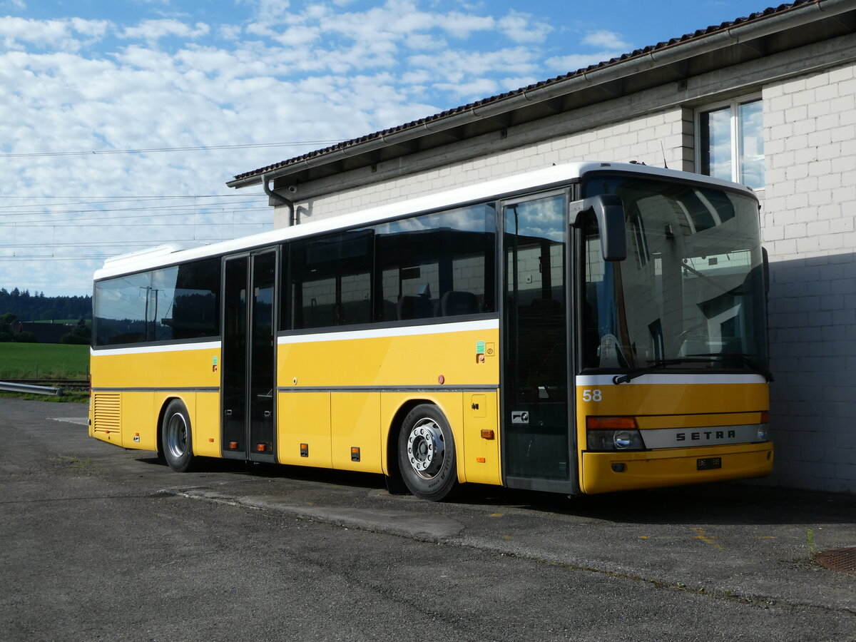 (238'735) - Rattinbus, Biel - Nr. 58 - Setra (ex Autopostale, Muggio; ex AutoPostale Ticino Nr. 538; ex Marchetti, Airolo Nr. 1) am 1. August 2022 in Schpfen, Garage D'Aiuto