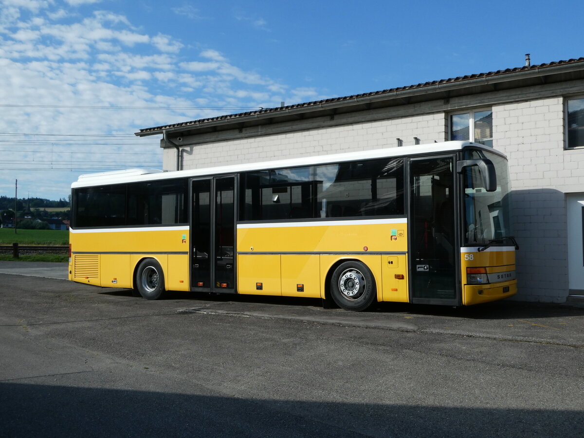 (238'736) - Rattinbus, Biel - Nr. 58 - Setra (ex Autopostale, Muggio; ex AutoPostale Ticino Nr. 538; ex Marchetti, Airolo Nr. 1) am 1. August 2022 in Schpfen, Garage D'Aiuto