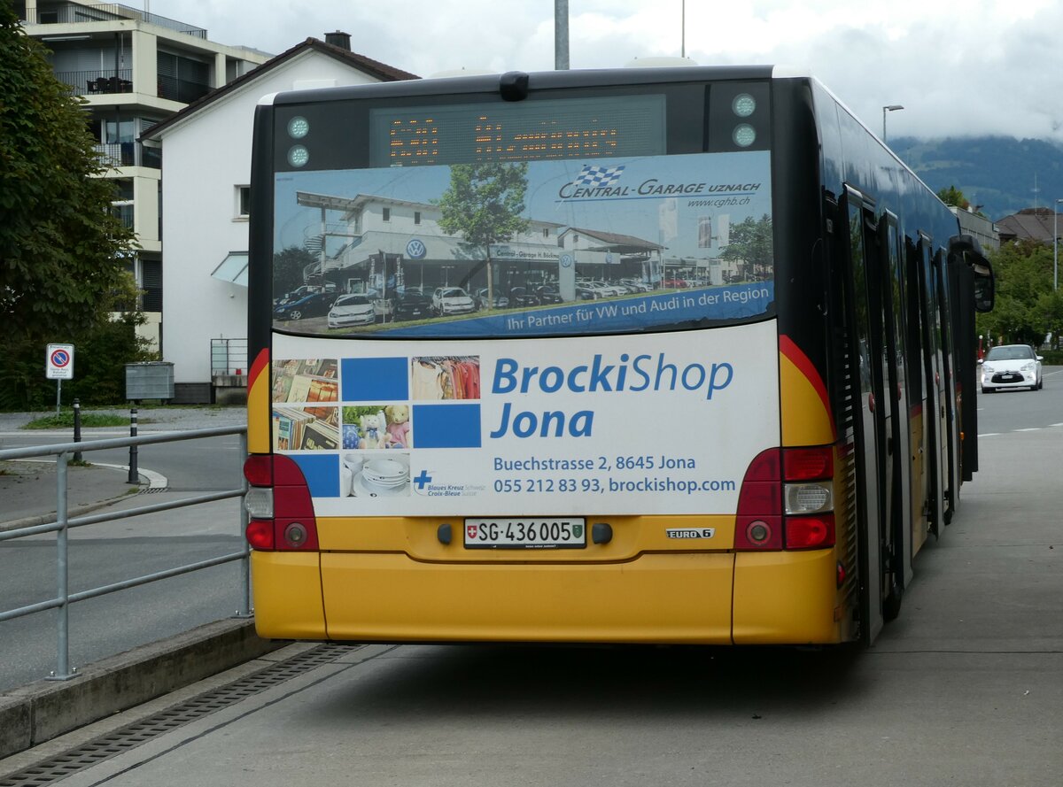 (239'283) - PostAuto Ostschweiz - SG 436'005 - MAN am 20. August 2022 beim Bahnhof Uznach