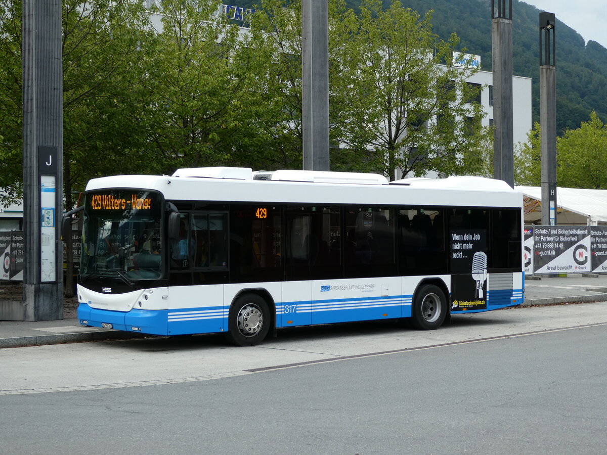 (239'304) - BSW Sargans - Nr. 317/SG 169'343 - Mercedes am 20. August 2022 beim Bahnhof Sargans