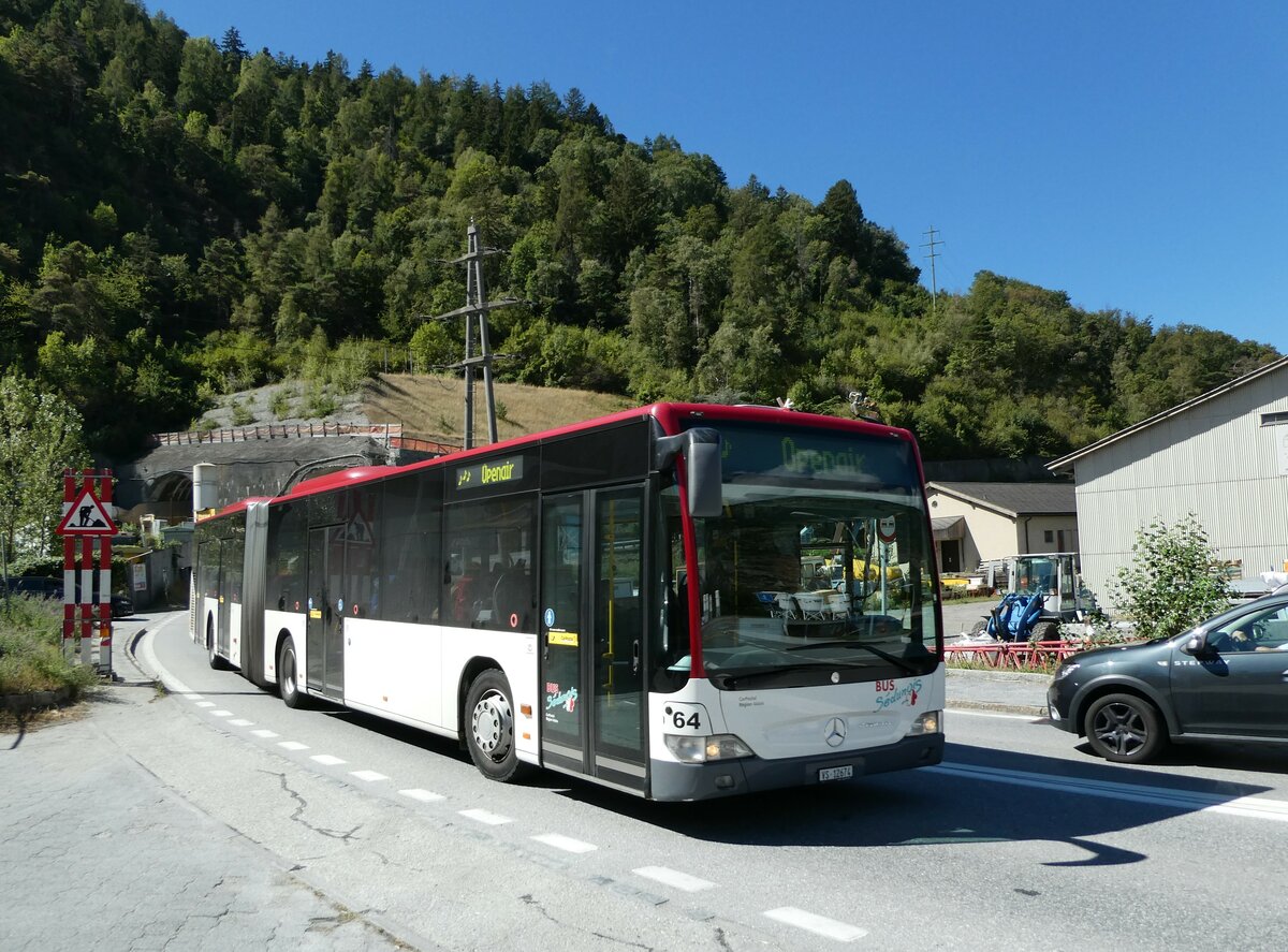 (239'360) - PostAuto Wallis - Nr. 64/VS 12'674 - Mercedes (ex Lathion, Sion Nr. 64) am 21. August 2022 beim Bahnhof Gampel-Steg