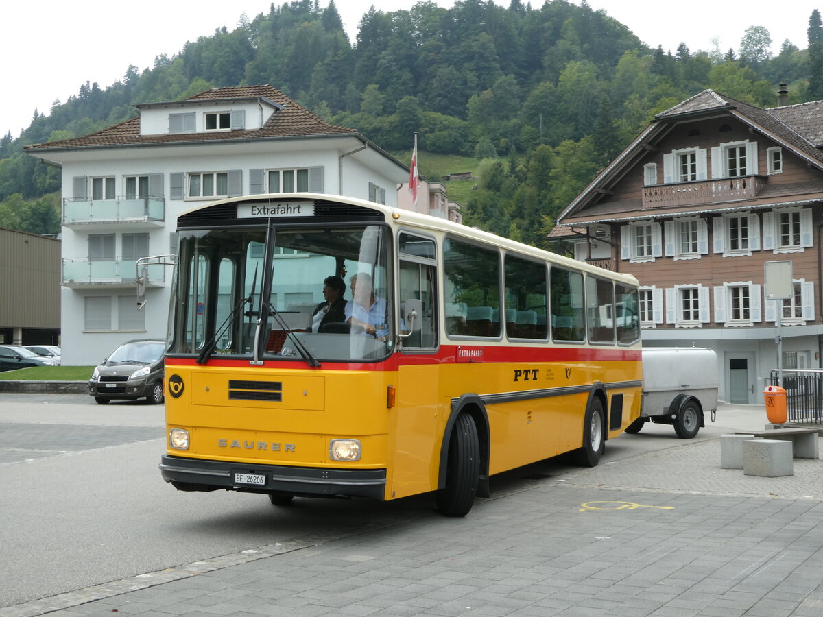 (239'755) - Schmid, Thrishaus - BE 26'206 - Saurer/Tscher (ex P 24'244) am 28. August 2022 in Wolhusen, Markt