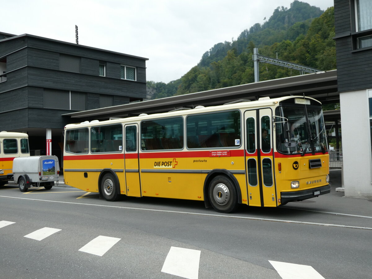 (239'818) - Ackermann, Landquart - GR 106'362 - Saurer/R&J (ex Fssler, Unteriberg; ex Schrch, Gutenburg Nr. 6; ex P 24'358) am 28. August 2022 beim Bahnhof Giswil