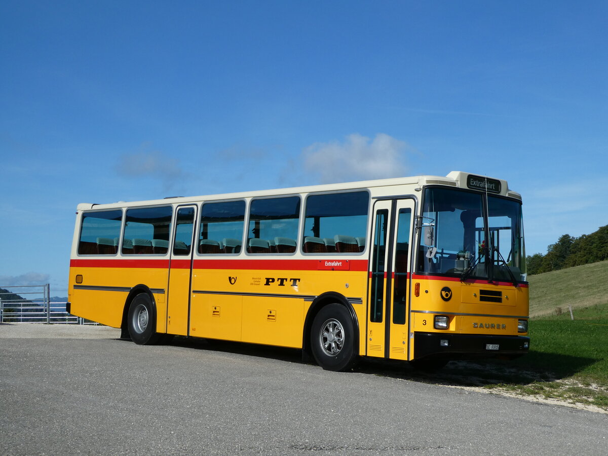 (240'086) - Kolb, Grasswil - Nr. 3/BE 93'915 - Saurer/R&J (ex Schmocker, Stechelberg Nr. 3; ex Schmocker, Stechelberg Nr. 1; ex Gertsch, Stechelberg Nr. 1) am 18. September 2022 in Herbetswil, Hinterer Brandberg