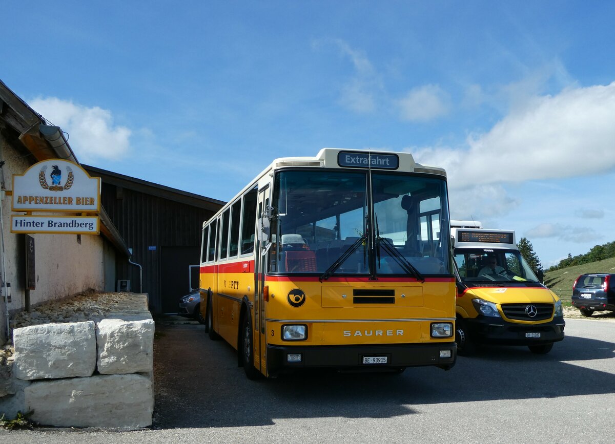 (240'107) - Kolb, Grasswil - Nr. 3/BE 93'915 - Saurer/R&J (ex Schmocker, Stechelberg Nr. 3; ex Schmocker, Stechelberg Nr. 1; ex Gertsch, Stechelberg Nr. 1) am 18. September 2022 in Herbetswil, Hinterer Brandberg