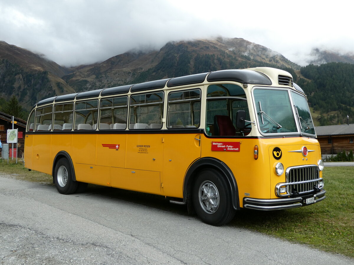 (240'294) - Gerber, Matzendorf - SO 50'805 - FBW/R&J (ex Kontiki, Wettingen; ex P 24'001; ex P 21'501) am 25. September 2022 in Oberwald, Dampfbahnstrasse