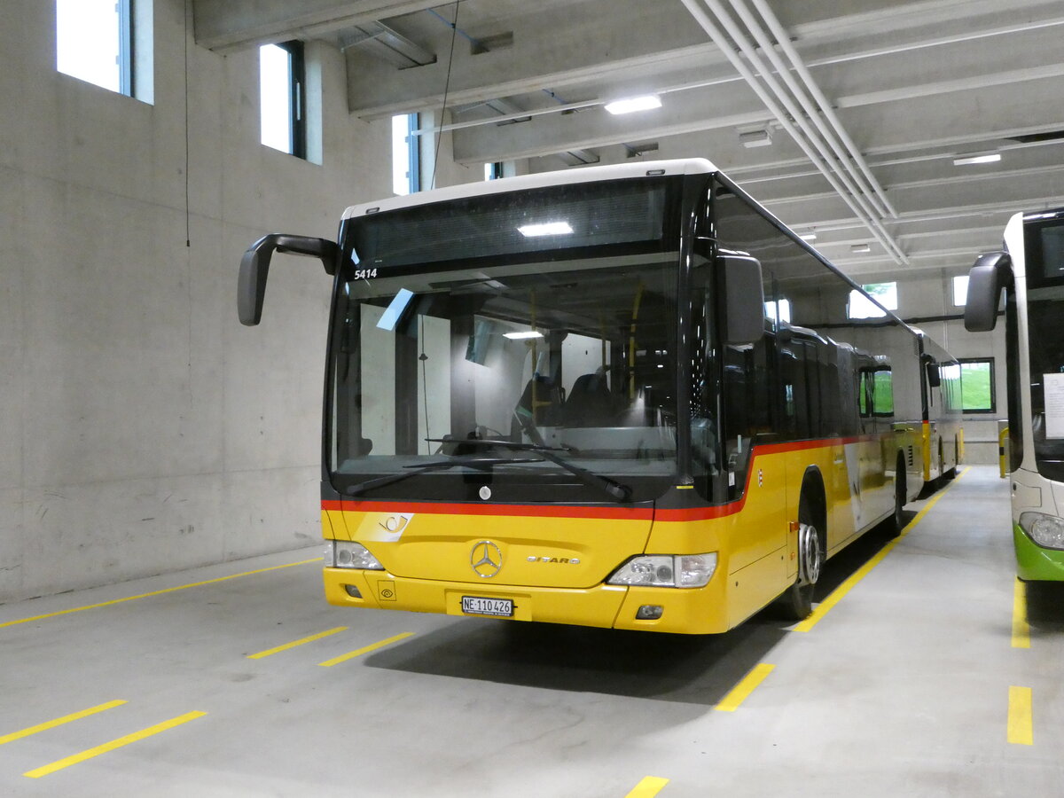 (240'378) - CarPostal Ouest - NE 110'426 - Mercedes (ex JU 28'172; ex Nr. 57; ex Stucki, Porrentruy Nr. 29) am 1. Oktober 2022 in La Chaux-de-Fonds, Garage