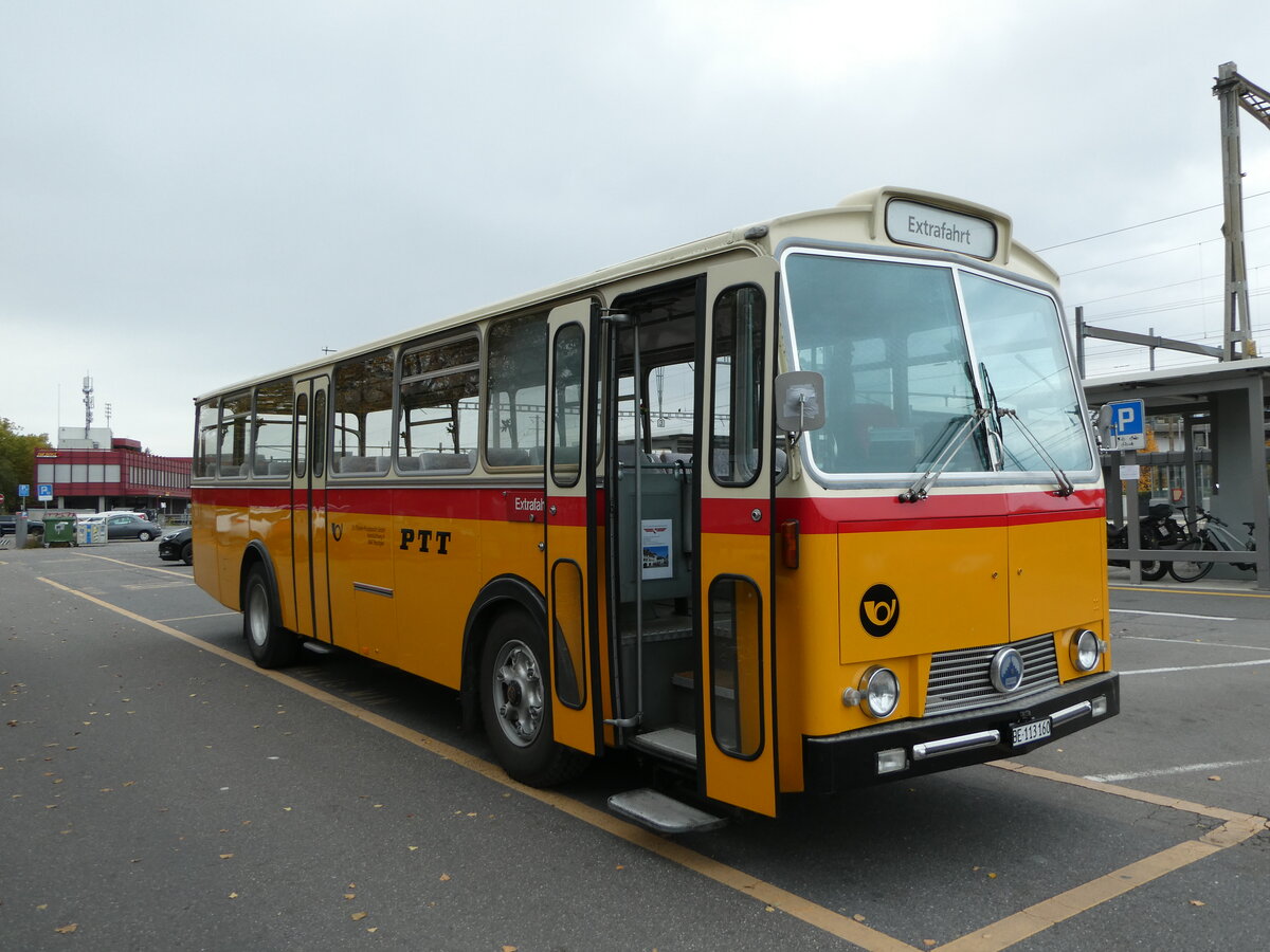 (240'729) - Gast, Reutigen - BE 113'160 - Saurer/Tscher (ex HPTrans, Thusis; ex Mauerhofer, Worb; ex Erni, Schupfart Nr. 3; ex P 24'636) am 9. Oktober 2022 in Thun, CarTerminal