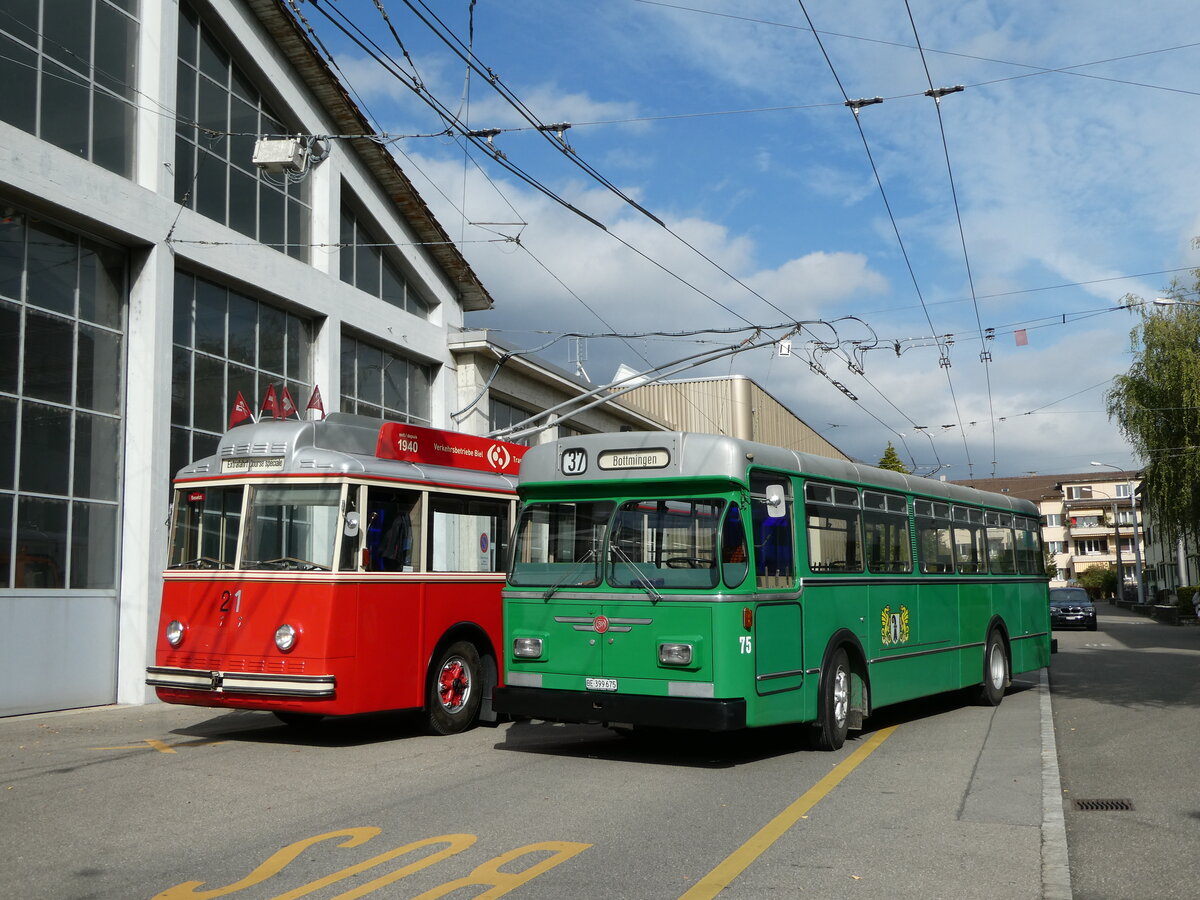 (240'847) - BVB Basel (RWB) - Nr. 75/BE 399'675 - FBW/FHS am 9. Oktober 2022 in Biel, Depot VB