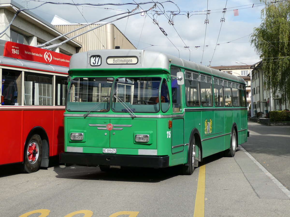 (240'851) - BVB Basel (RWB) - Nr. 75/BE 399'675 - FBW/FHS am 9. Oktober 2022 in Biel, Depot VB