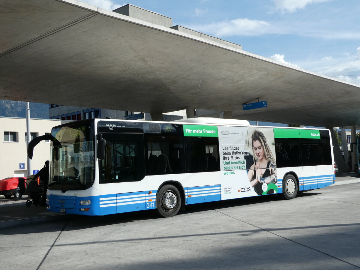 (240'982) - BSW Sargans - Nr. 341/SG 297'514 - MAN am 11. Oktober 2022 beim Bahnhof Buchs