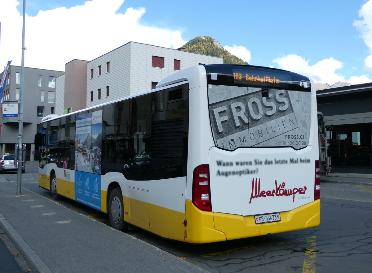 (241'123) - VBD Davos - Nr. 6/GR 53'473 - Mercedes am 12. Oktober 2022 beim Bahnhof Davos Dorf